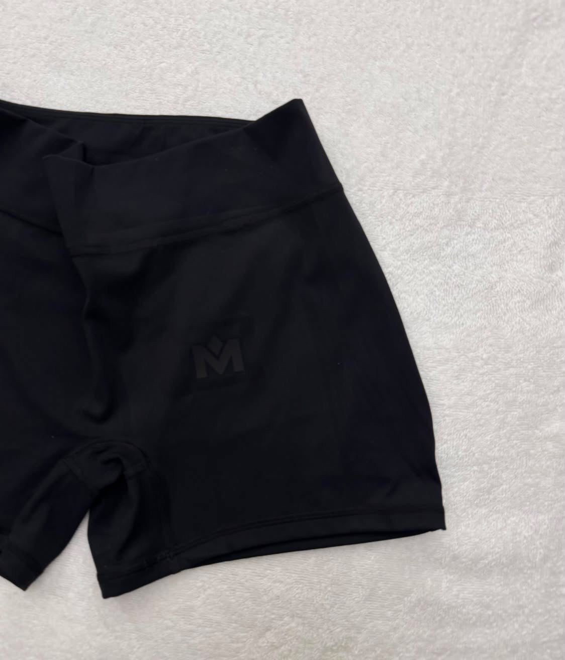 Black Pressure Short with high-rise sculpting waistband and tonal Mogul logo